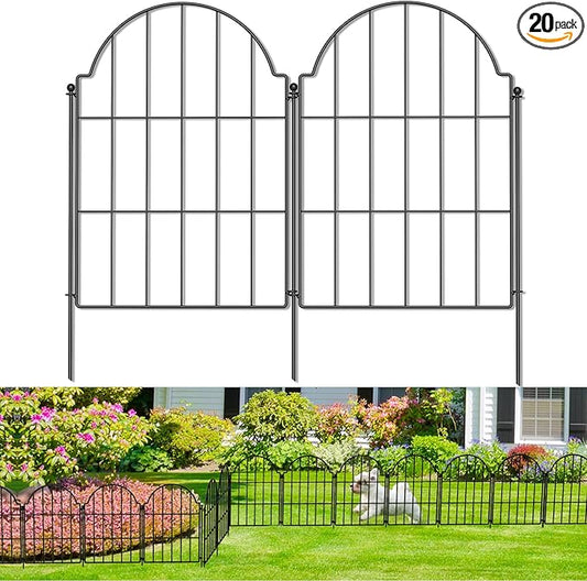 Rustproof Metal Garden Fence - 21in x 20.4ft, Animal Barrier for Dogs, Rabbits, Arched Fencing for Garden Beds, Patio, Outdoor, Landscape