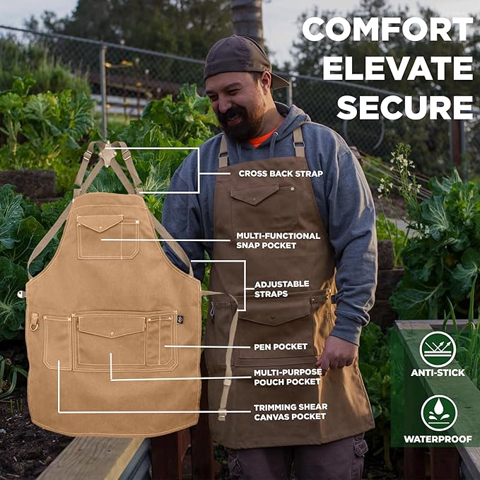 FARMER'S DEFENSE Canvas Gardening Apron with Durable Pockets