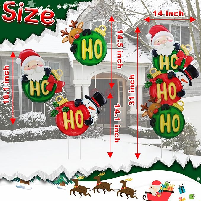 Christmas Outdoor Decoration, Courtyard Garden Wooden Stake Outdoor Decoration, Courtyard Gift Christmas Element Colorful Ball Fun Stacking Wooden Stake, Lawn