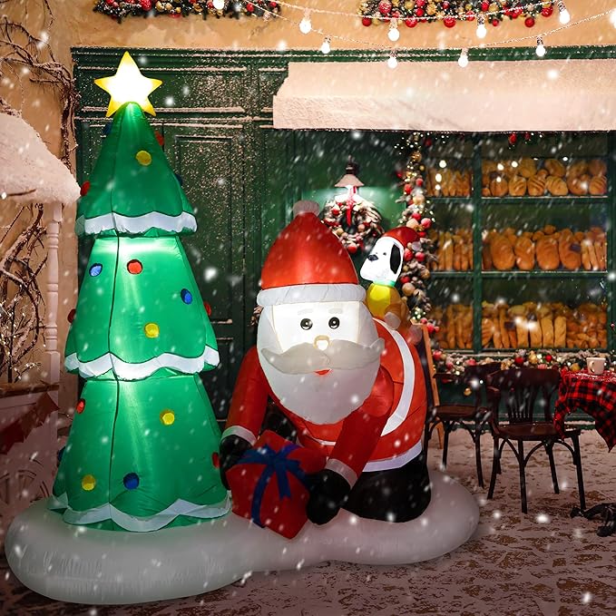 Sunnyglade 6.6 Ft LED Inflatable Christmas Santa and Tree Holiday Outdoor Decoration, Built-in LED Lights
