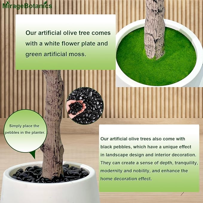 Artificial Olive Trees Indoor,Faux Olive Tree with White Planter Pot,Artificial Plants Lifelike Fruits for Home Office MeetingRoom Living Room Indoor Outdoor Decor(6ft)