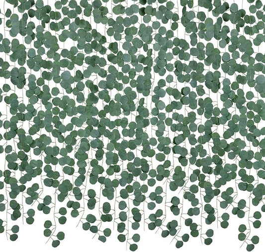 DearHouse 86 Feet 12 Strands Artificial Eucalyptus Leaf Plants Vine Hanging Eucalyptus Garland for Home Kitchen Office Wedding Wall Decor