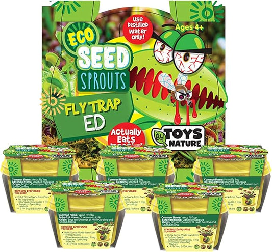 TOYS BY NATURE Eco Seed Sprouts Plant Seeds 5-Pack, DIY Indoor Succulents and Live Plants for Home or Garden Planting, Fly Trap Ed