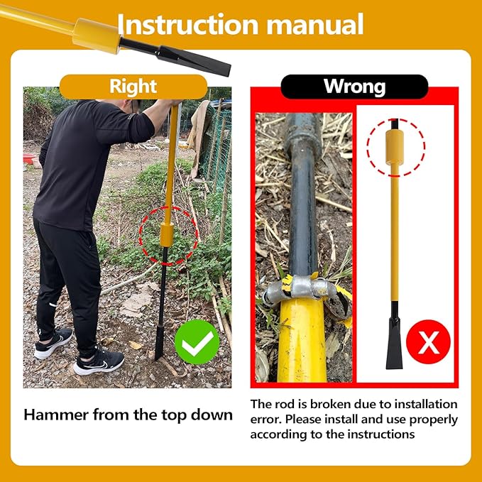 Root Cutting Tool, Hole Digging Tool, Tamping Bars, Garden Remover Tool for Bamboo Tree Roots Rocks Shrubs Bushes Stumps - Heavy Duty
