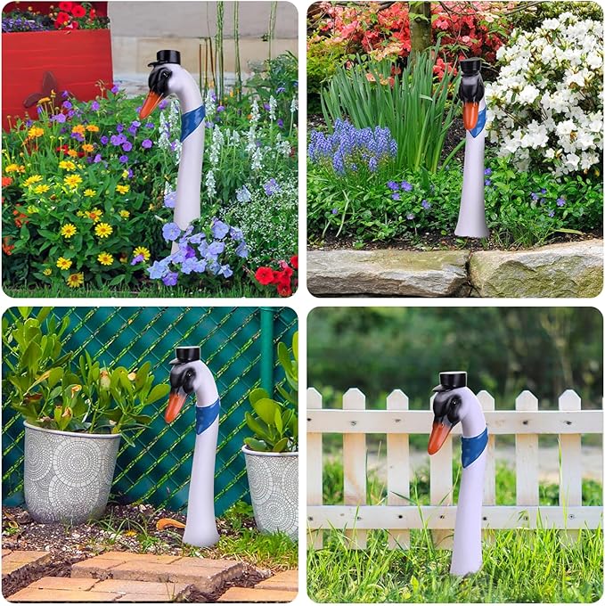 Garden Goose Stake, Porch Goose Decor 16'' Resin Goose Head Statue, Home House Ornaments Outdoor Lawn Yard Decor Gifts for Women Mom, 1 Piece