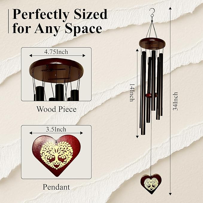 Memorial Wind Chimes, Unique Sympathy Gift for Loss of Loved One Comes with Sympathy Card & Custom Verse on Pendant - for Bereavement/Funeral/Condolences/Grieving/- Gift of Love & Remembrance
