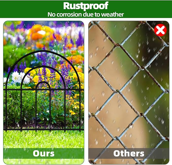 Decorative Garden Fence, 32 Panels No Dig Fence 45.3ft(L) x13in(H) Animal Barrier for Dog Rabbit, Arched Flower Bed Wire Border Rustproof Metal Panel Fencing for Yard Patio Outdoor Decor