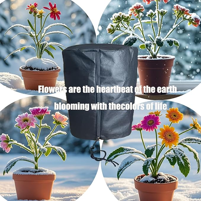 EJW 2 PCS Plant Protectors, Cylindrical 19.6 * 14.5 * 14.5in, Reusable Flower Protectors with Drawstring，Outdoor Plant Frost Fabric ，Rose Bush Covers for Winter， Outdoor Plant Frost Blanket