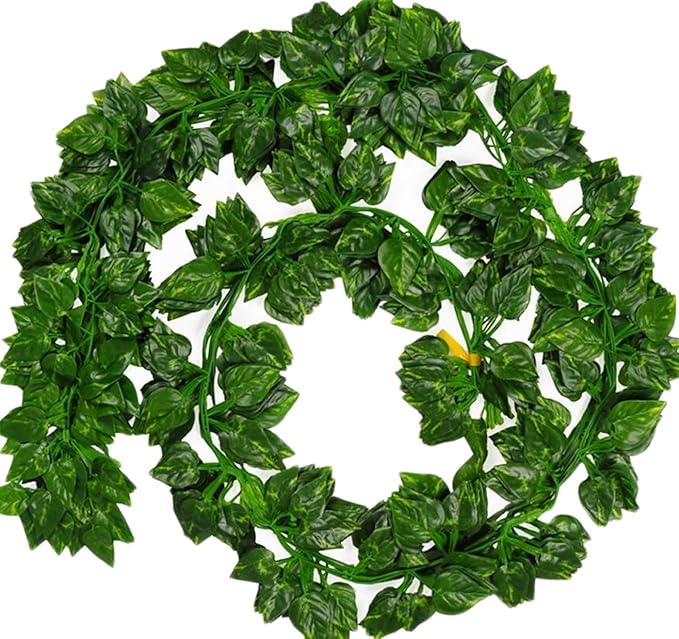 Unilove 168 feet Fake Foliage Garland Leaves Decoration Artificial Greenery Ivy Vine Plants for Home Decor Indoor Outdoors (Artificial Scindapsus Leaves)