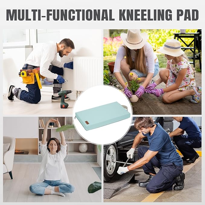 HappyPicnic Waterproof Kneeling Pad for Garden or Bath, 2 inch Thick Soft Foam Kneeler Mat for Gardeners Knee Support or Bathtub Bathing Baby with Handle and Removable Cover-Green