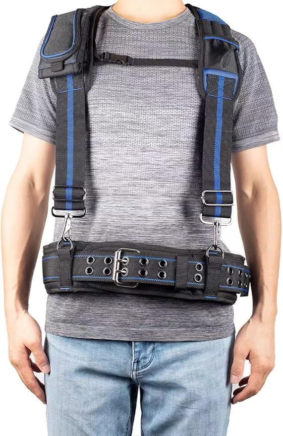 Heavy Duty Tool Belt Suspenders for Men 3 Point Padded Suspenders with Attachment Loops for Men