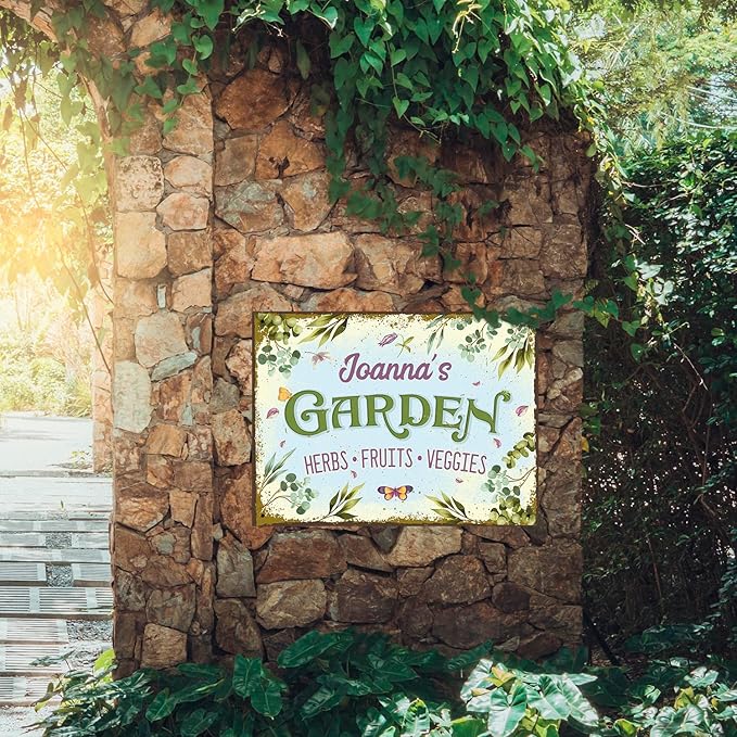 Custom Garden Sign, Christmas Present, Personalized Name for Vegetable Patch and Backyard Décor Sign, 18x24 Inches, Rust Free .063 Aluminum, Fade Resistant, Made in USA by Sigo Signs