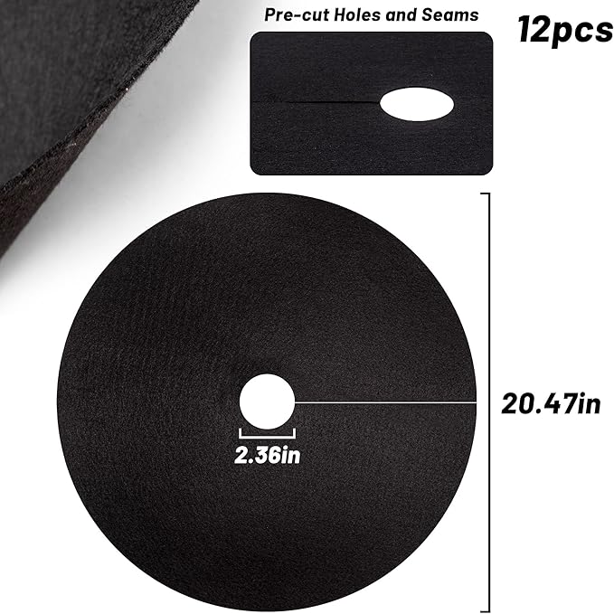 Pack 12 Non-Woven Tree Mulch Ring, 20.47 Inch Weed Barrier mat,Degradable Tree Mulch Used to inhibit Weed Growth and Landscape Weed Control Plant Root Protection