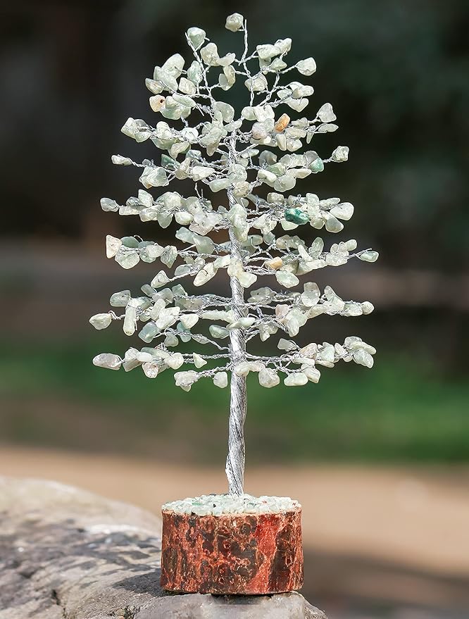 "Green Jade Healing Crystals Tree Bonsai Desk Decor for Women Green Room & Office Decor Spiritual Gift Meditation Crystals Home room decor cute house warming gifts for women Mom Birthday her - 10"""