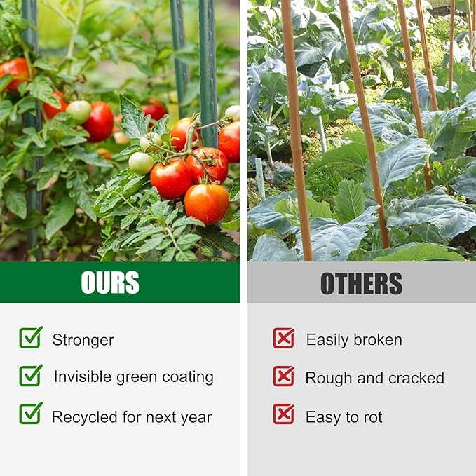 Garden Stakes 24 Inches Steel Plant Stakes Tomato Stakes 2ft Pack of 25