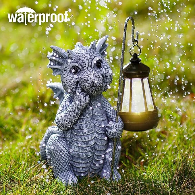 Qeeman Garden Decor Statues: Mothers Day Birthday Gifts for Mom Grandma Women Sister Wife Lady Lover - Front Patio Balcony Yard Art Lawn Ornaments Porch Outdoor Outside Decorations (Dragon)