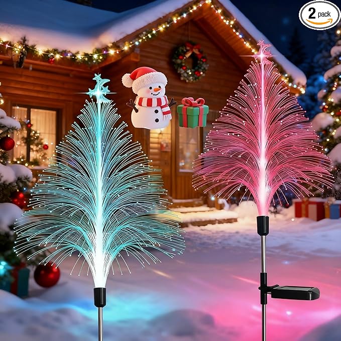 Outdoor Christmas Decorations Solar Christmas Tree Lights Waterproof Jellyfish Lights 2 Pack Solar Garden Lights Outdoor Lights Best Decor for Garden Yard Christmas Holiday Party