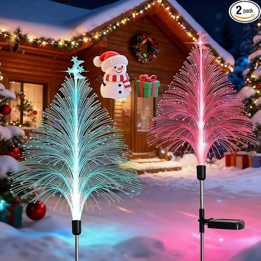 Outdoor Christmas Decorations Solar Christmas Tree Lights Waterproof Jellyfish Lights 2 Pack Solar Garden Lights Outdoor Lights Best Decor for Garden Yard Christmas Holiday Party