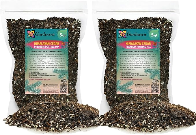 Expertly Formulated Himalayan Cedar Potting Soil Mix by Gardenera - Optimal Nutrient-Rich Blend for Thriving and Healthy Cedar Trees - 10 QUARTS