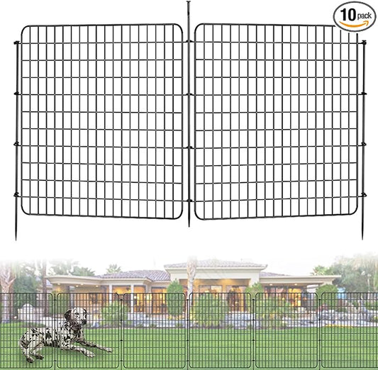 Garden Fencing Animal Barrier 10 Pannels, 36 in(H) X 25 ft(L) No Dig Dog Tall Fence Outdoor for Yard Rustproof Garden Metal Wire Border Patio Rabbit Ground Stakes