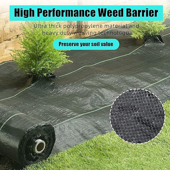 6ft X 300ft Weed Barrier Landscape Fabric Heavy Duty, Towallmark Premium 3.2oz Ground Cover Weed Block Gardening Mat, Easy Setup & Superior Weed Control, Perfect for Erosion Control, Weed Barrier