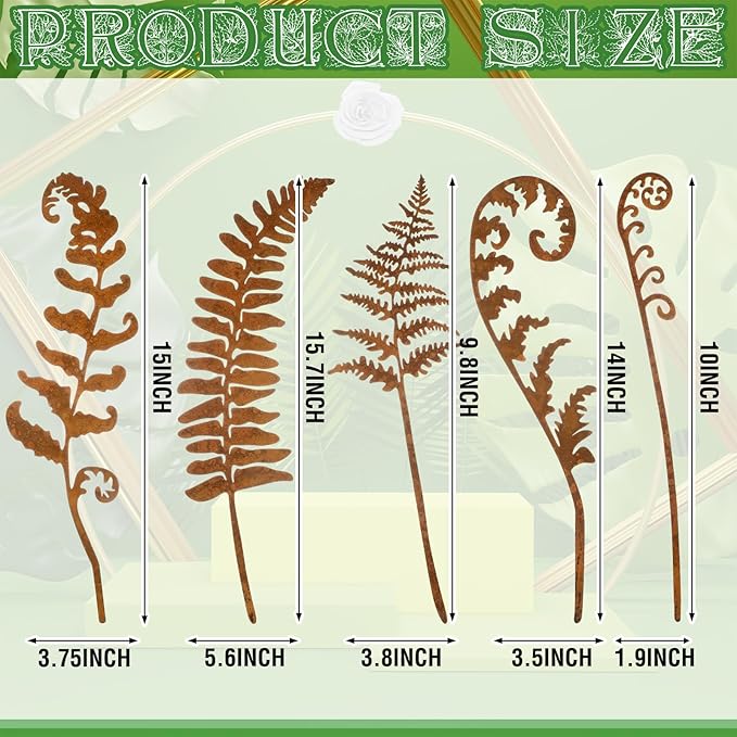 LEIFIDE 5 Pcs Rusted Metal Garden Stakes Decorative Metal Flowers for Outside Plant Stakes Outdoor Decor Flower Bed Decor for Lawn Yard Walkway Pots