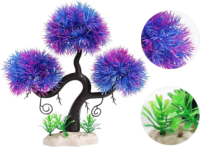 Fish Tank Aquarium Decorations Artificial Plastic Plants Bonsai Tree & Grass Goldfish Betta Hides Accessories
