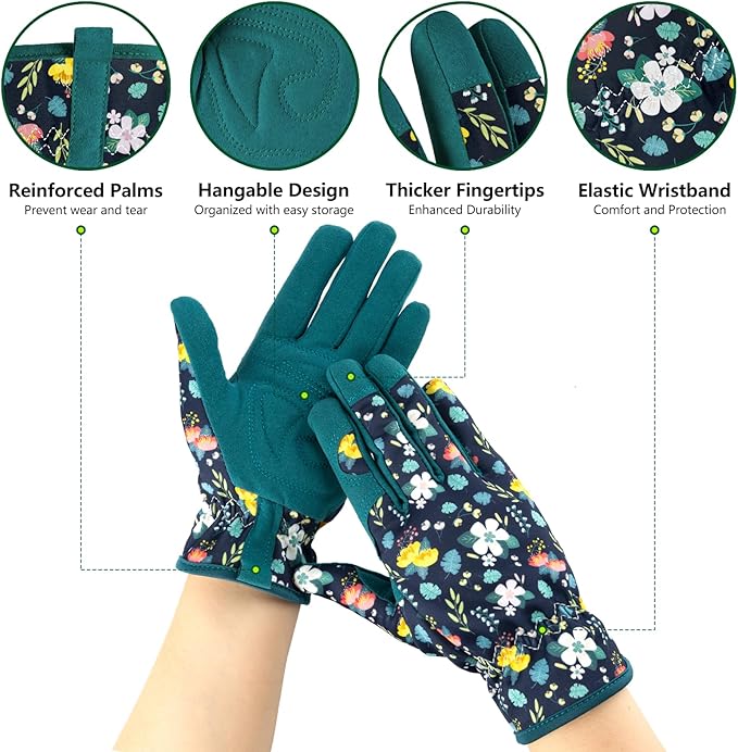 Garden Gloves for Women, Leather Garden Glove for Women Thorn Proof No Stab for Gardening, Weeding, Working, Digging, Planting, Pruning