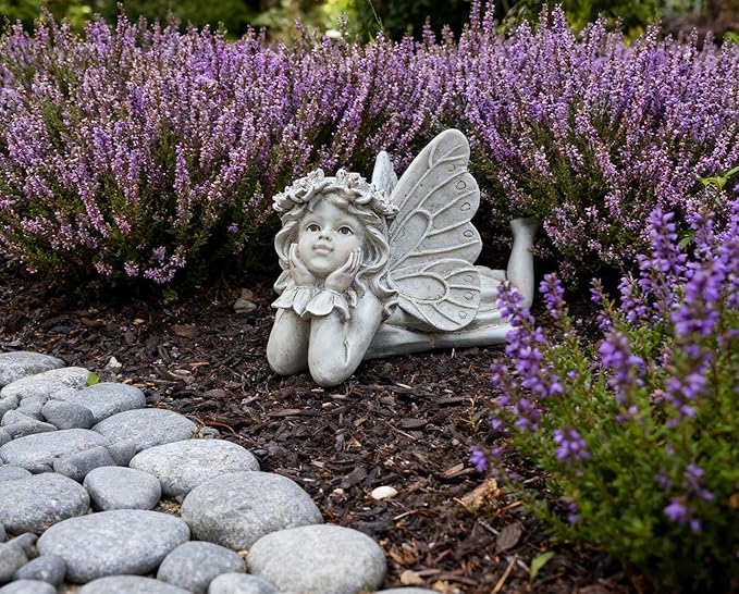 Garden Fairy Decor for Outside - Angel Holding Face Figurines, Lovely Fairy Statues Outdoor and Indoor, Ideal for Patio, Yard, Porch, and Lawn, Gift for Women