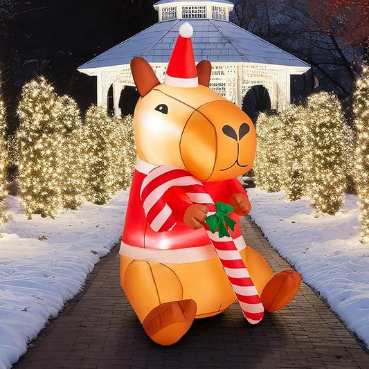 Shappy 6FT Capybara Inflatable Christmas Decoration - Large Blow Up Yard Decor with Built-in LED Lights, Cute Outdoor Indoor Xmas Display for Lawn, Garden, Party