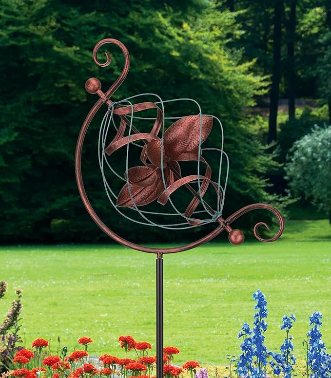 Regal Art & Gift Twister Wind Spinner – Metal Yard Decorations Outdoor | Kinetic Garden Spinner for Lawn, Pathway, or Flower Bed | Weather-Resistant Outdoor Sculpture - 71.5 Inch