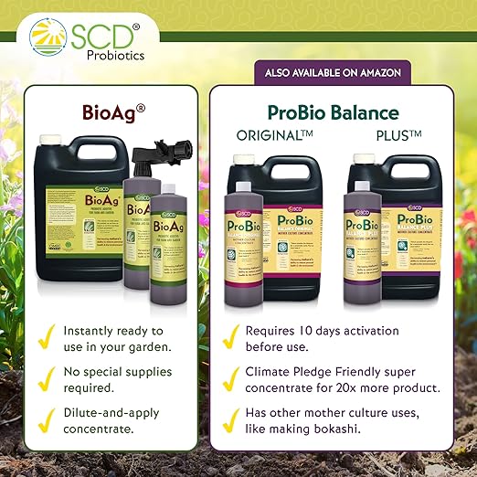 SCD BioAg – Organic Lawn and Garden Soil Microbes with 12 Probiotic Strains, Live Super Concentrate of Liquid Microorganisms, Chemical-Free Soil Revitalizer, Yard & Lawn Treatment (1 Liter w/Sprayer)
