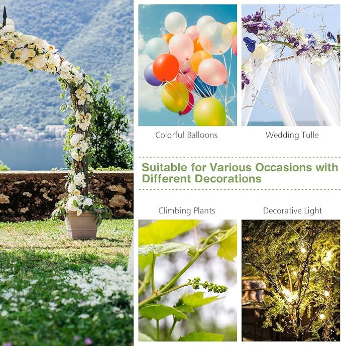 S AFSTAR 9.5 Ft Metal Arch, Outdoor Garden Arch for Various Climbing Plant Flower, Wedding Backdrop Stand Archway Arbor for Wedding Garden Party Ceremony Gothic Style Decoration, Easy-to-Assemble (1)