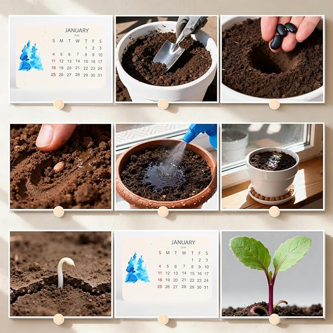 Eco-Friendly Plantable Love Seed Calendar 2026, Month Biodegradable Seed Paper Planner with Wildflower, Herb & Fruit Seeds for Home Decor and Adding Nature
