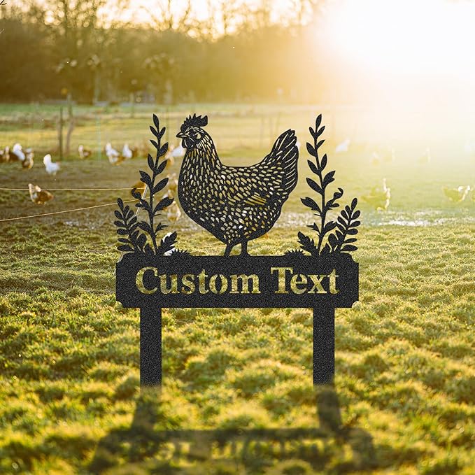 Personalized Metal Chicken Coop Sign, Custom Name Chicken Coop Signs for Outside, Decorative Garden Stakes, Metal Yard Art, Backyard Farmhouse Decor, Chicken Gifts for Women Man Color09