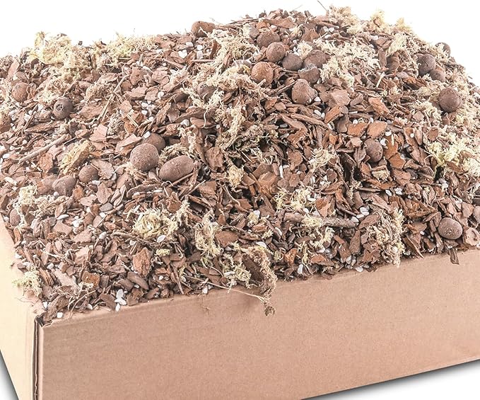 Orchid Bark Potting Mix 9Quart, Mix Pine Bark, Organic Perlite, Sphagnum Moss and Leca Clay Pebbles for Plants, Orchid Fertilizer Garden Soil for Root Development