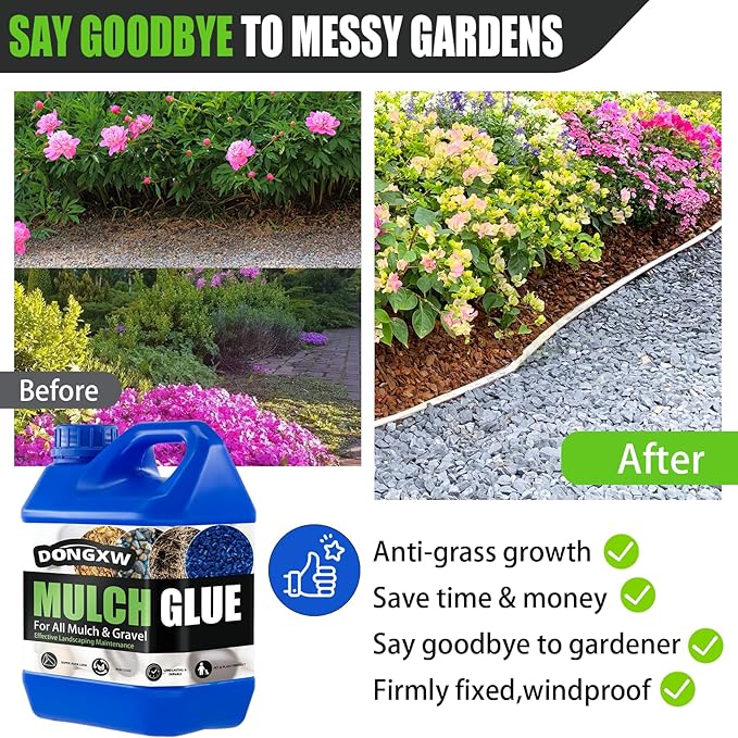 Rock Glue for Landscaping, Easy Hold Mulch Glue for Landscaping, Lockdown Sticky Rock Glues Landscape Stone Glues Strong Mulch Binder, Fast Drying Concentrate Gravel Binder - 64oz
