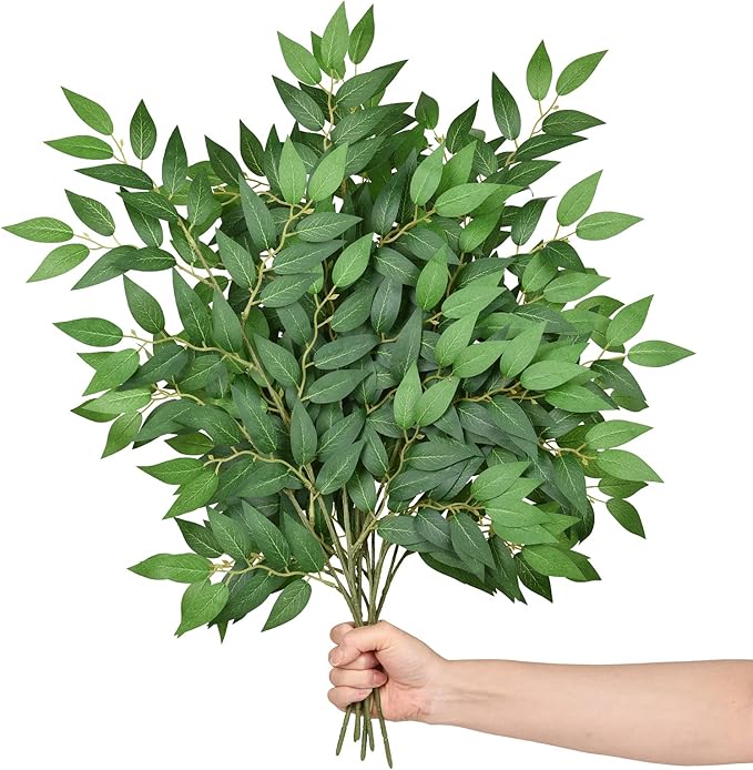 DearHouse 26inch Italian Ruscus Greenery Stems,Artificial Green Leaf Garland Vines Hanging Spray for DIY Wedding Arch Bouquet Filler Table Centerpieces Home Decor (16, Matte Green)