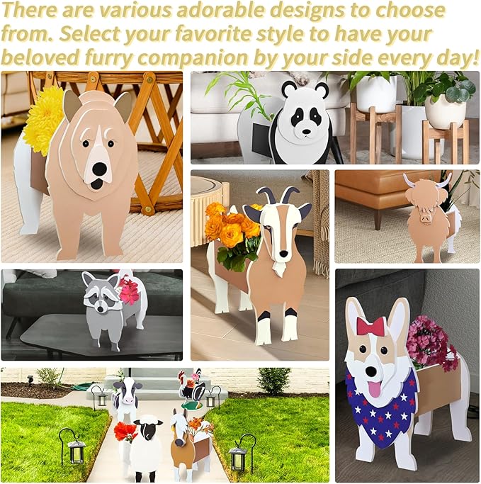 Raccoon Planter, Cute Animal Shape Flower Planters, Plant Pots for Indoor/Outdoor Garden Decor, Unique Gifts/Souvenirs for Pet Lovers