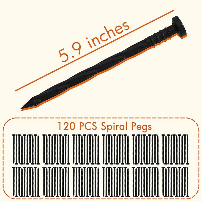 Gardzen 1.5" x 100' Landscape Edging Kit, Garden Edging Coil Comes with 120 Pcs Spikes, No Dig Lawn Border Design