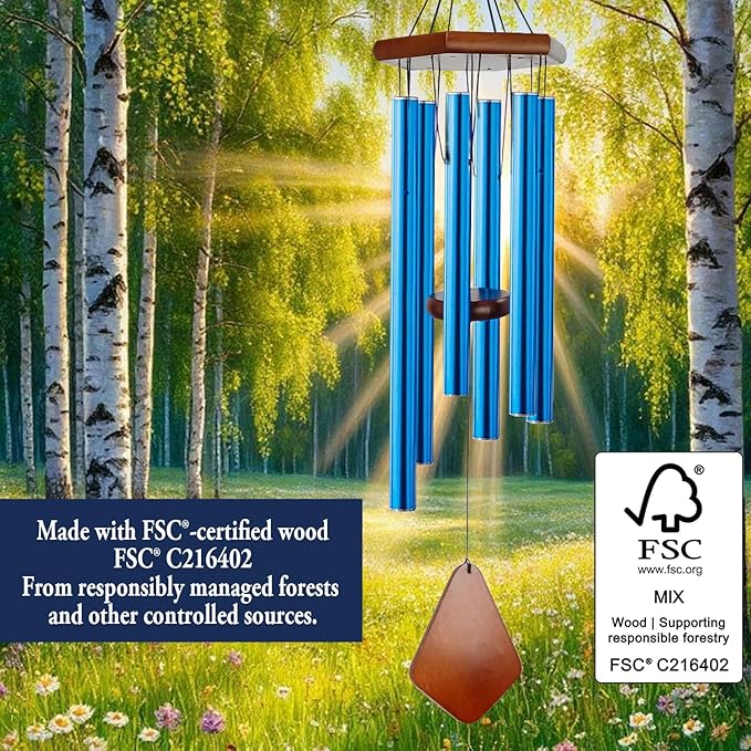 Memorial Wind Chimes Outdoor Deep Tone, Wind Chime for Outside, Sympathy Wind-Chime Personalized with 6 Tuned Tubes, Elegant Chime for Garden Patio Balcony and Home