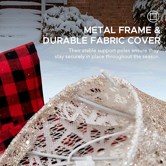 SUNJOY Large 2-Piece Christmas Lighted Lying Deer, 3D Tinsel Santa Lying Deer Outdoor Garden Yard Lawn Festive Holiday Decoration with Lights for Indoor & Outdoor