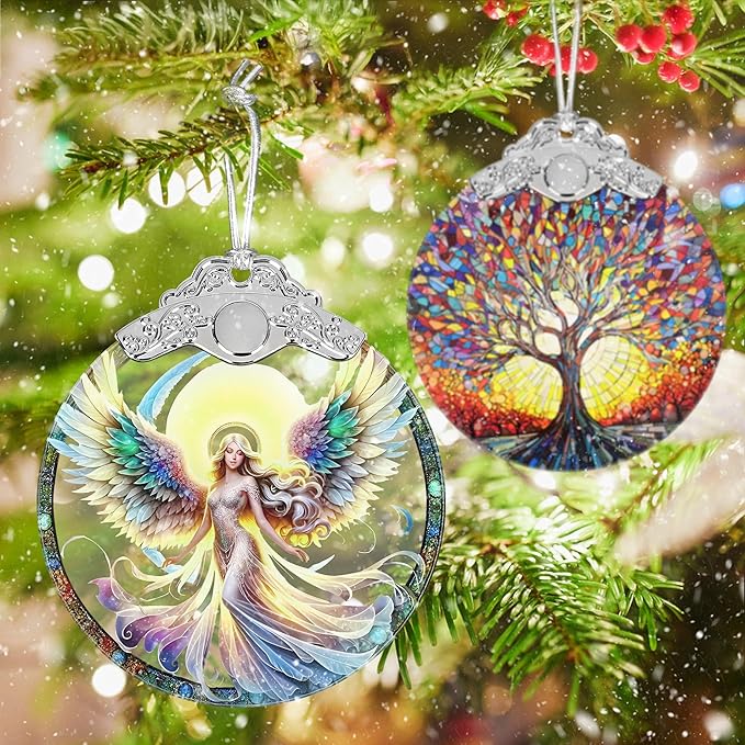 Stained Glass Hanging Decor - Christmas Tree Ornaments - Gifts for Women, Mom