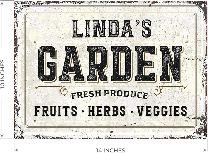 Custom Garden Fresh Produce Sign, Personalized Rustic Name for Backyard, Farm and Christmas Décor Sign, 10x14 Inches, Rust Free .040 Aluminum, Fade Resistant, Made in USA by Sigo Signs