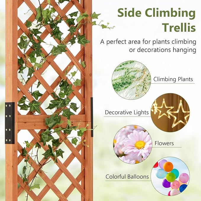 S AFSTAR 84" Wooden Garden Arbor, Plant Climbing Arch Trellis Pergola Archway Wedding Arch for Outdoor, Yard, Ceremony Christmas Decoration (Brown)