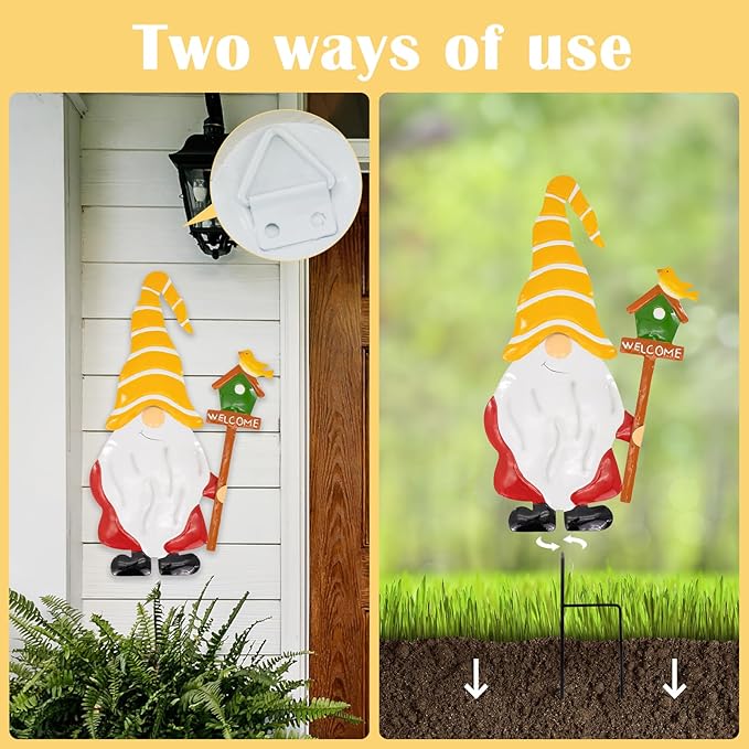 Metal Christmas Yard Signs Decor for Rust Prevention, Christmas Yard Stakes with Gnomes for Outside Garden Yard Lawn Porch Holiday Party(Yellow)