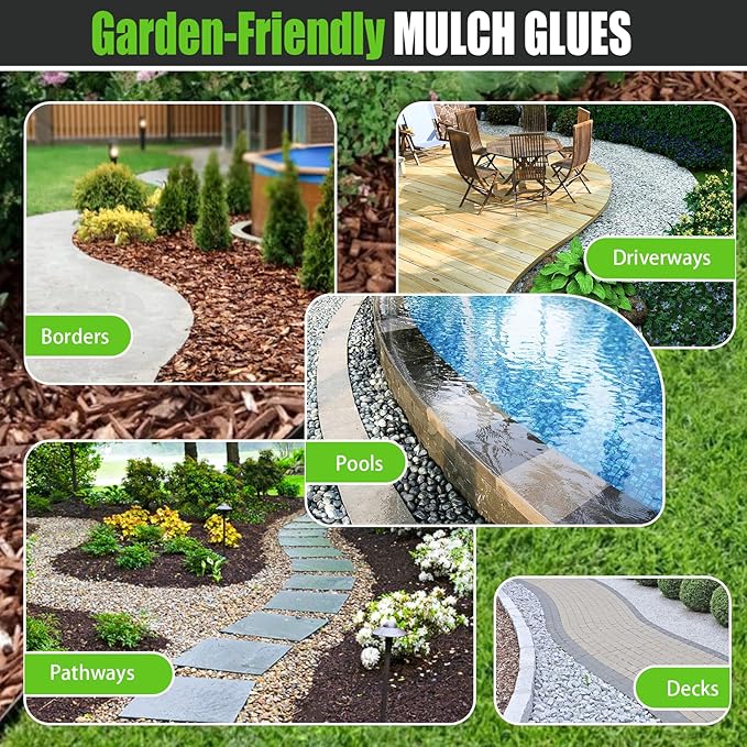 Rock Glue for Landscaping, Easy Hold Mulch Glue for Landscaping, Lockdown Sticky Rock Glues Landscape Stone Glues Strong Mulch Binder, Fast Drying Concentrate Gravel Binder - 64oz