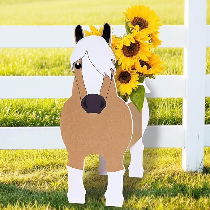 Horse Planter, Cute Animal Shape Flower Planters, Plant Pots for Indoor/Outdoor Garden Decor, Unique Gifts/Souvenirs for Pet Lovers (Horse 2D)