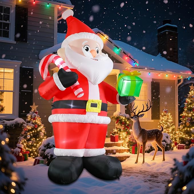 WONDER GARDEN 9.84 FT Christmas Inflatable Outdoor Decorations Christmas Santa Claus Blow Up Yard Decorations with LED Lights for Xmas Holiday Party Garden Patio Lawn Decor