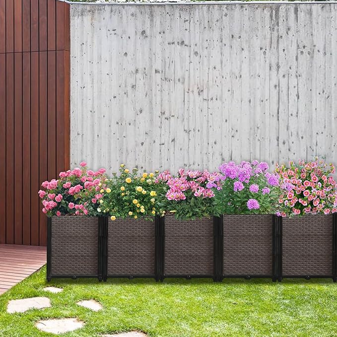 Large Raised Planter Box Outdoor Self Watering 78.7"x15.7"x19.7", Deep Raised Garden Bed - Elevated Garden Box with Drainage Plug, Rectangular Garden Planter Perfect for Patio Balcony Deck